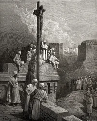 Gerard de Avesnes expuesto en las murallas de Arsuf, ilustración de 